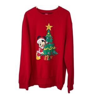 Disney Mickey Mouse Christmas Red Graphic Sweatshirt 2XL Holiday Cozycore